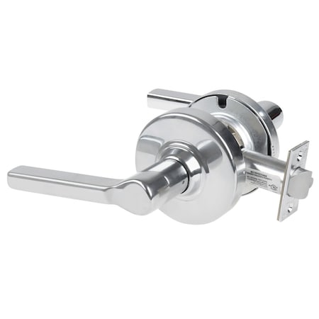 Schlage Grade 2 Passage Cylindrical Lock with Field Selectable Vandlgard, Latitude Lever, Non-Keyed, Bright ALX10 LAT 625